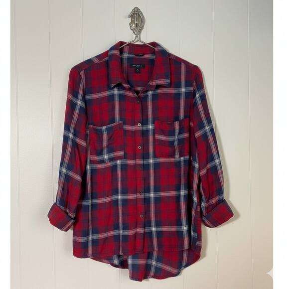 Stoosh Womens Shirt Womens XL Red & Blue Plaid Button-Up - Picture 1 of 6